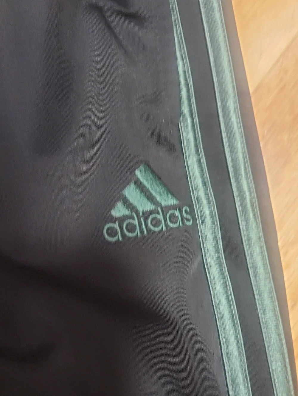 Adidas Black Track Pants with Green Stripe, 14/16, EUC